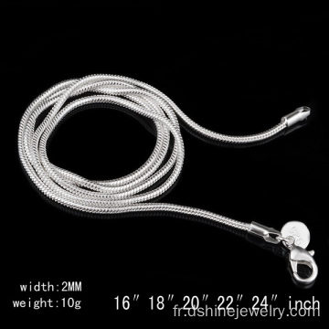 1,2 mm argent Sterling serpent chaîne collier pour fête de mariage